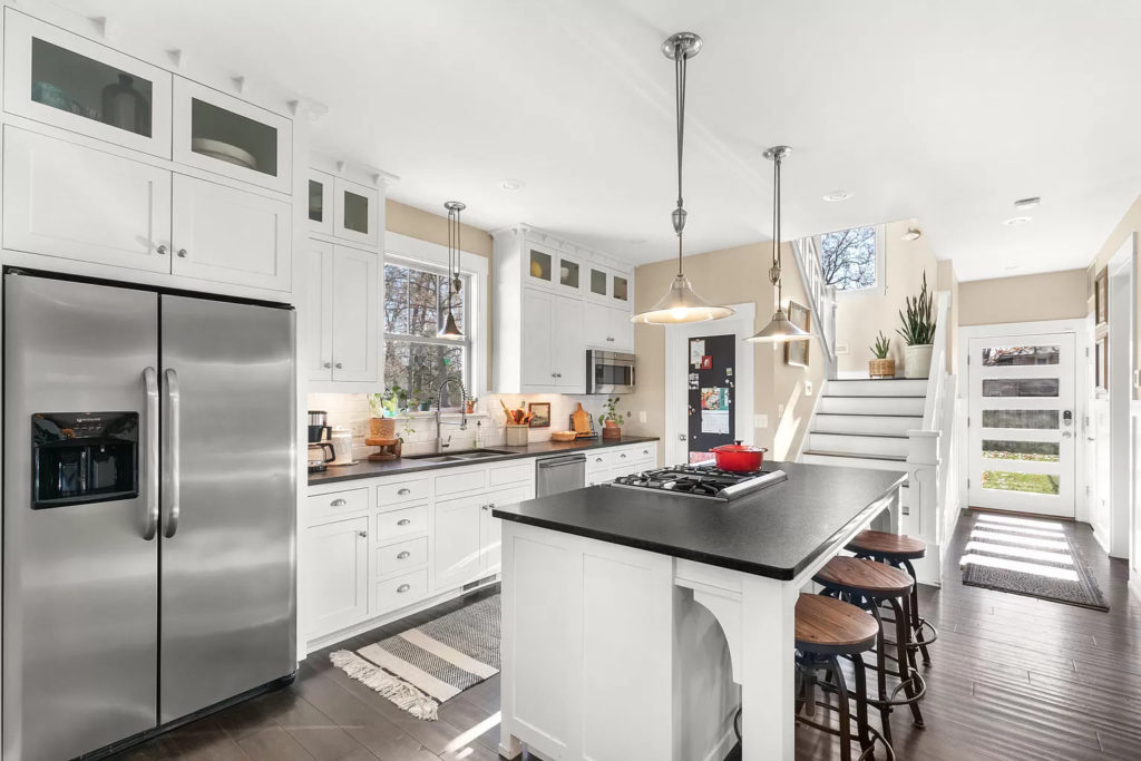 Craftsman/modern farmhouse kitchen with industrial touches.