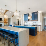 Modern farmhouse kitchen with two islands